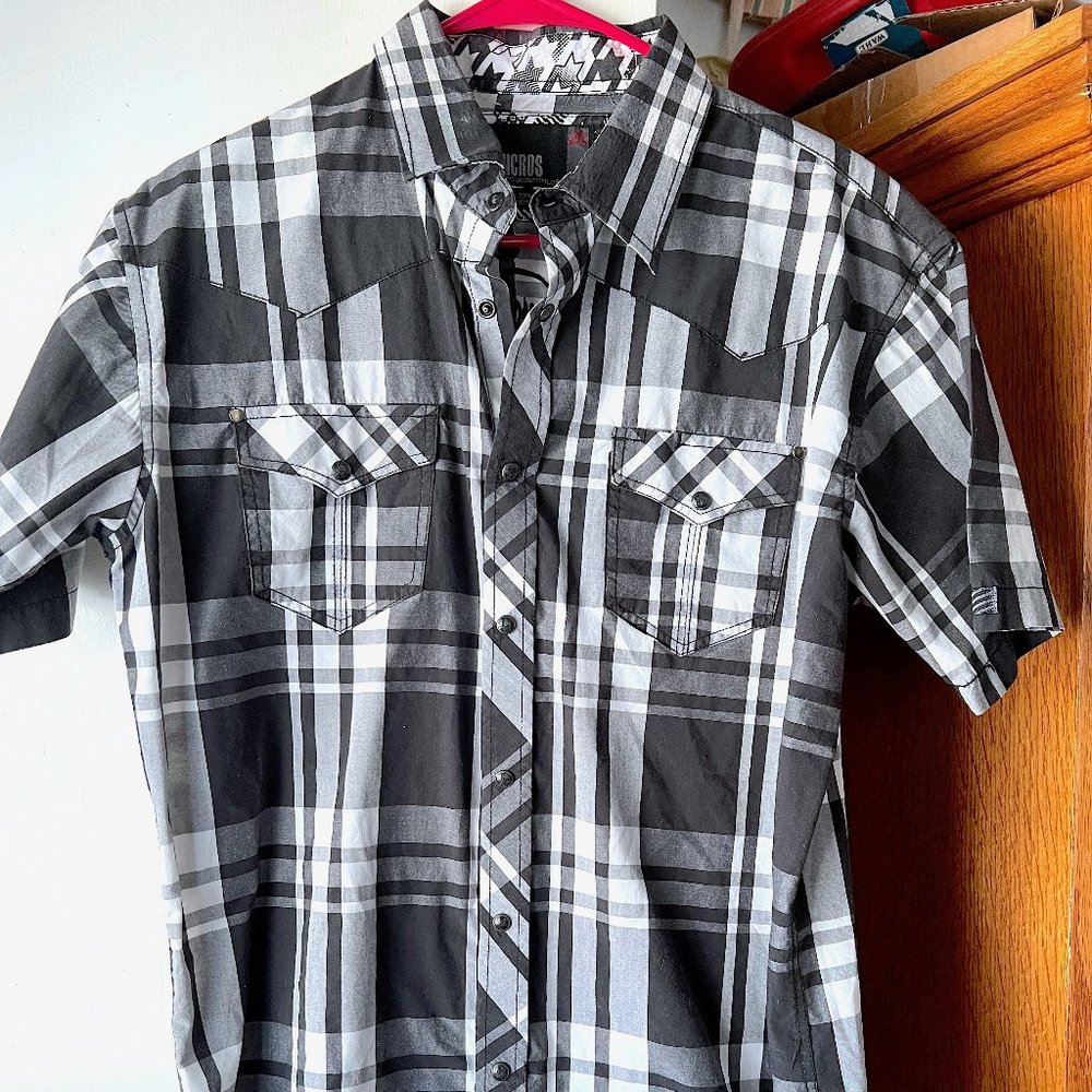 Micros Snap-Up Shirt Short Sleeved Men's M Size